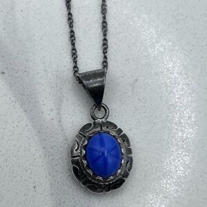 Sterling Silver and Blue Pendant Necklace